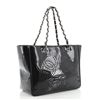 Image 1 : Chanel Black Patent Perforated Leather Triple CC Medium Tote Bag