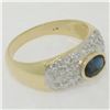 Image 5 : 14k Yellow Gold 0.85 ctw Oval Sapphire and Round Diamond Band Ring