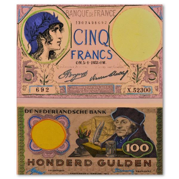 Cinco Francs and Honderd Guilden by Steve Kaufman (1960-2010)