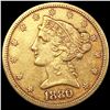 1880 $5 Gold Half Eagle LIGHTLY CIRCULATED