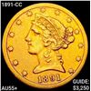 1891-CC $5 Gold Half Eagle CHOICE AU+