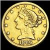 1886-S $5 Gold Half Eagle NEARLY UNCIRCULATED