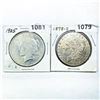 1925 Peace and 1878-S Morgan Silver Dollars