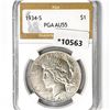 1934-S Silver Peace Dollar PGA-AU55
