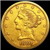 1880 $5 Gold Half Eagle ABOUT UNCIRCULATED