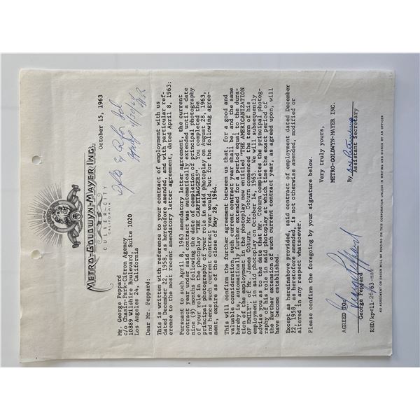 Breakfast at Tiffanys George Peppard signed contact