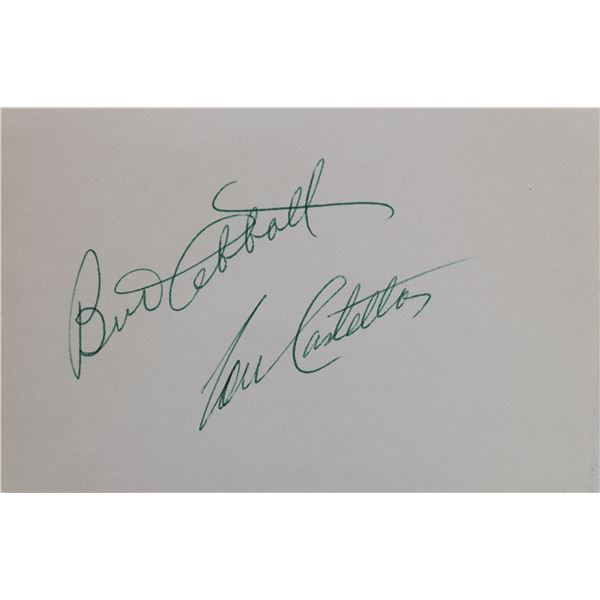 Bud Abbott and Lou Costello signed slip