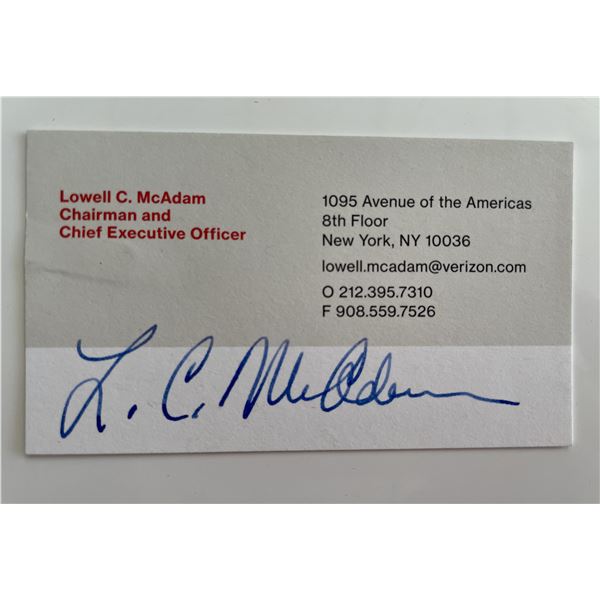 Verizon CEO Lowell C. McAdam signed business card
