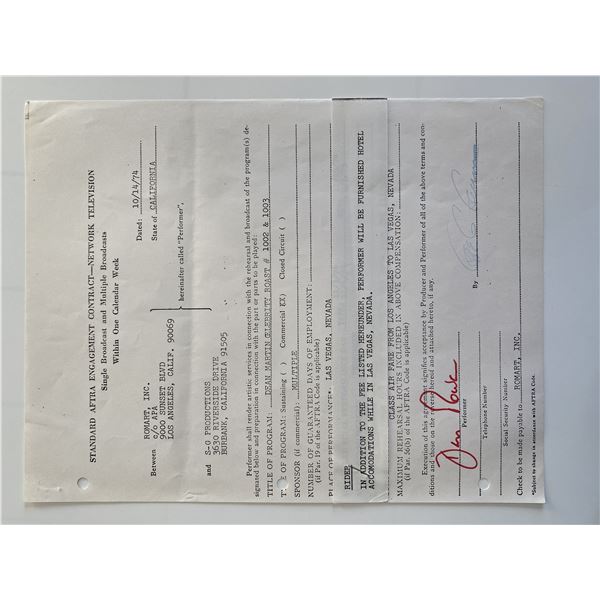 Laugh Ins Dean Martin and Dan Rowan signed document
