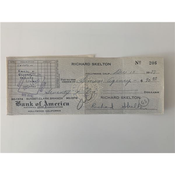 Red Skelton signed check