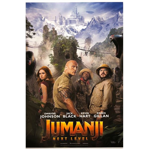 Jumanji Next Level Poster Dwayne Johnson Autographed Signed