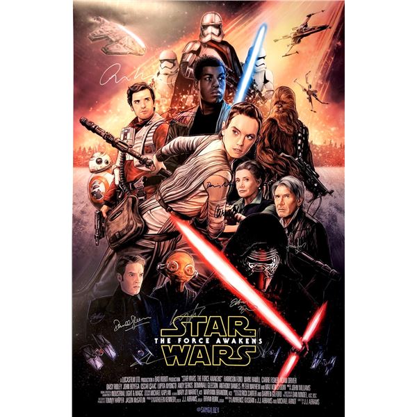 Autograph Signed Star Wars Force Awaken Poster