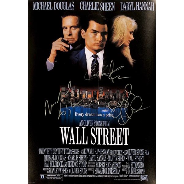 Michael Douglas Charlie Sheen Autograph Signed Wall Street Poster