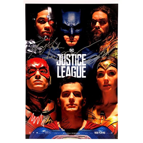 Gal Gadot Henry Cavill Autograph Signed Justice League Poster