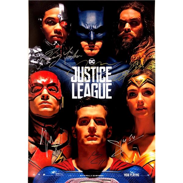 Gal Gadot Jason Momoa Autograph Signed Justice League Poster