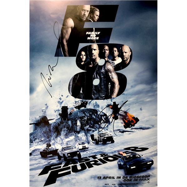 Autograph Signed Fast and Furious 8 Poster