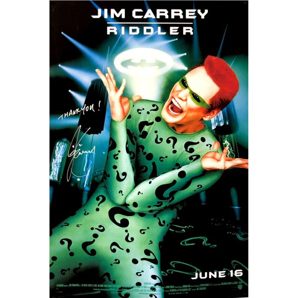 Autograph Signed Batman Forever Jim Carrey Poster