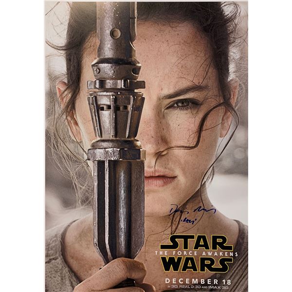 Daisy Ridley Autograph Signed Star Wars Force Awaken Poster