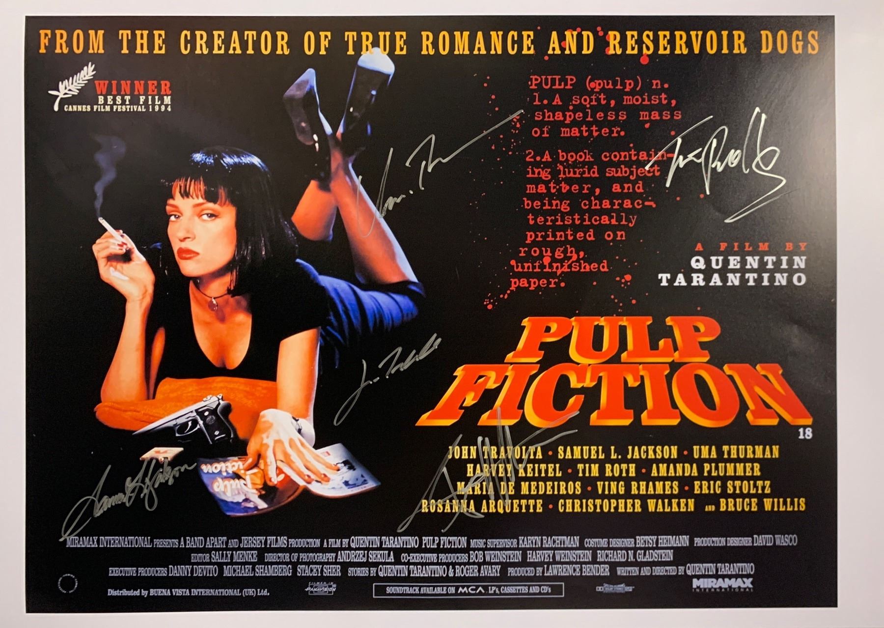 Pulp Signed Autograph Signed Pulp Fiction Poster