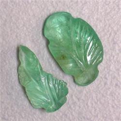 3.13 CTS TWO CARVED EMERALD LEAVES