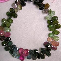 72 CTS MULTICOLOR TOURMALINE TEAR DROPS STRAND 8-7 MM