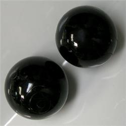15 MM PAIR OF HAWAIIAN BLACK CORAL BEADS - HALF DRILLED