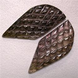 37.70 CTS PAIR OF CARVED TOURMALINE 35x16 MM