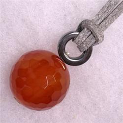 22 MM S. SILVER AGATE UNISEX PENDANT W/ CORD
