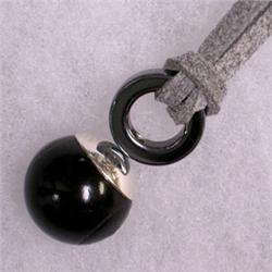 15 MM S. SILVER BLACK CORAL UNISEX PENDANT W/ CORD