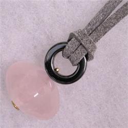 20 MM 14K ROSE QUARTZ UNISEX PENDANT W/ CORD