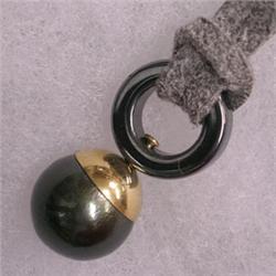 14K GOLD 11 MM BLACK TAHITIAN PEARL AND HEMATITE UNISEX PENDANT