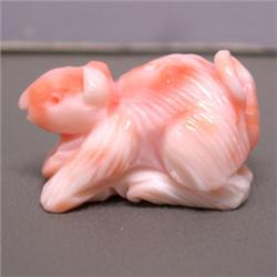 29.77 CTS CARVED NATURAL ITALIAN CORAL MOUSE 23x14 MM