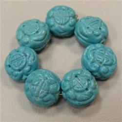 18 MM LOT OF CARVED STABILIZED TURQUOISE BEADS