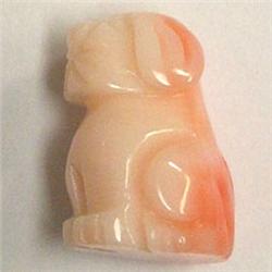 20.50 CTS CARVED NATURAL ITALIAN CORAL DOG 18x13 MM - HALF DRILLED