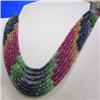 Image 1 : 480 CTS 7 STRAND OF SAPPHIRE, RUBY AND EMERALD RONDELLES 3-4 MM - 16-18 INCHES LONG
