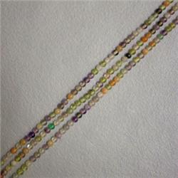 THREE STRANDS OF 2 MM MULTICOLOR NATURAL STONES (PERIDOT, AMETHYST, CITRINE, CARNELIAN)