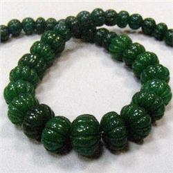 500 CTS CARVED GLASS FILLED ENHANCED EMERALD STRAND 11 MM - TEMPORARY CLASP