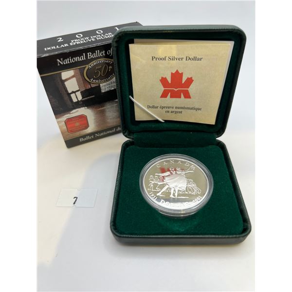 2001 $1 Silver National Ballet Proof Coin