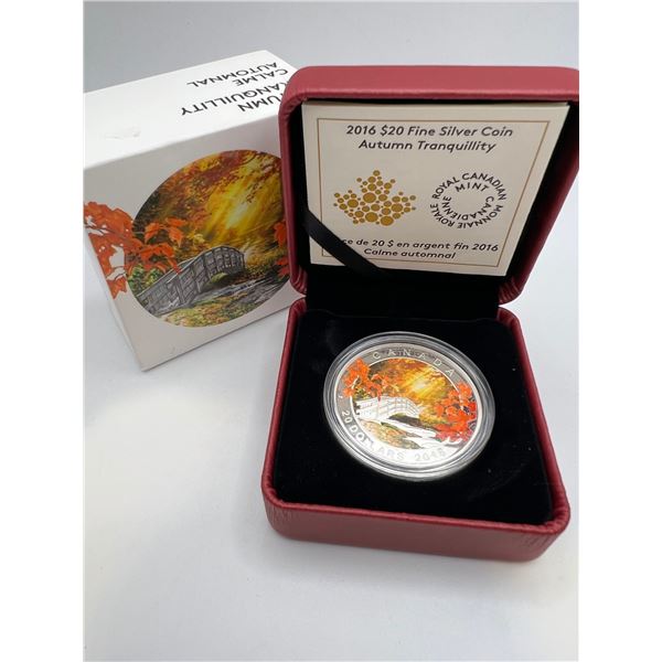 2016 $20 Fine Silver Autumn Tranquillity Coin