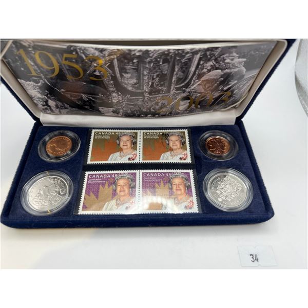 2003 Queen Elizabeth Stamp and Coin Set