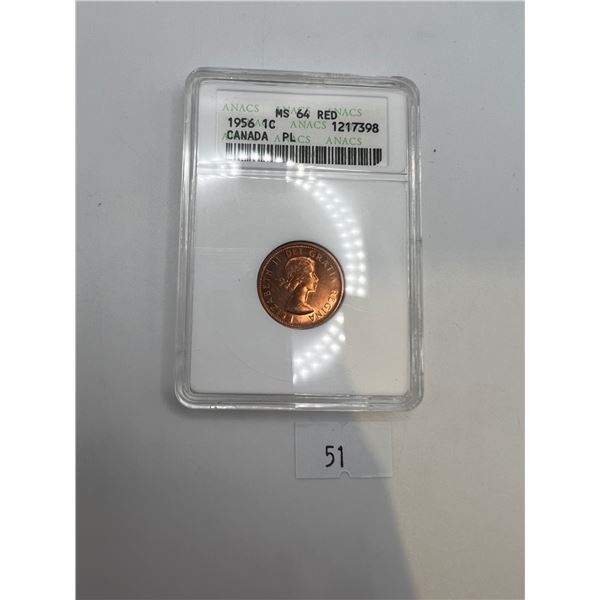 1956 Canadian Penny - MS 64 Red