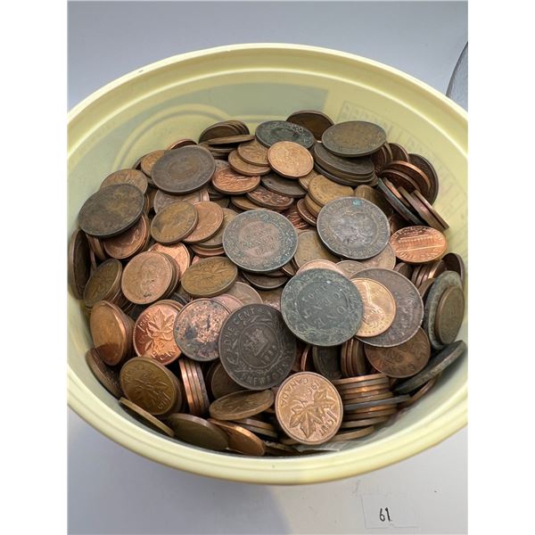 Canadian/American Bucket Of Pennies Various Years