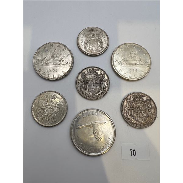 Canadian Silver Dollars & 50 Cent Pieces