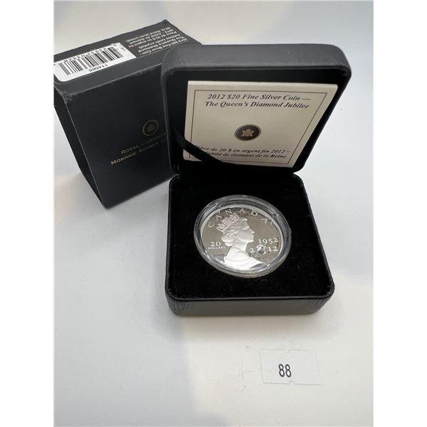 2012 $20 Fine Silver Queen's Jubilee Coin