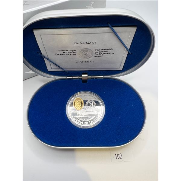 1993 $20 Sterling Silver Aviation Coin - The Fairchild