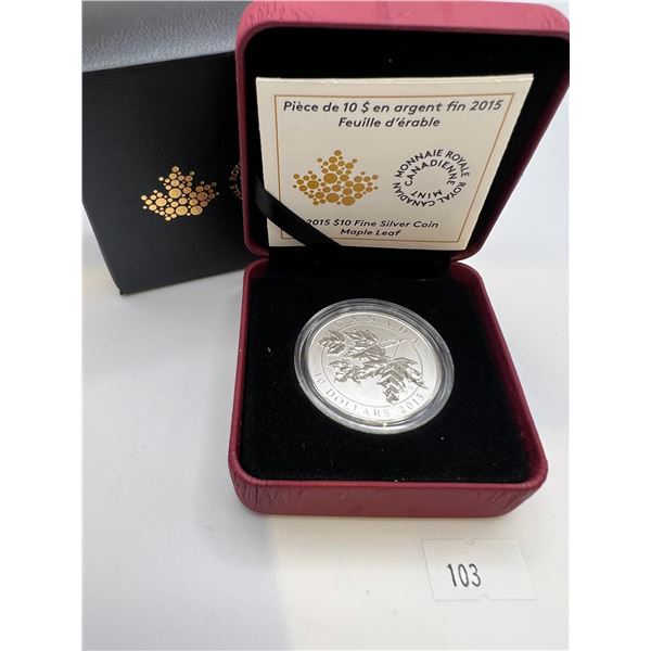 2015 $10 Fine Silver Maple Leaf Coin
