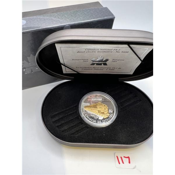 2003 Sterling Silver Canada $20 Transportation Train