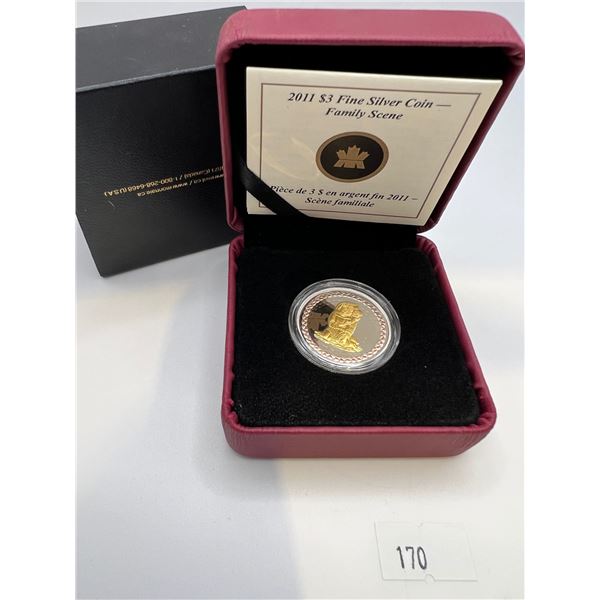 2011 $3 Fine Silver Family Scene Coin
