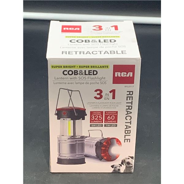 RCA Retractable Lantern with SOS Flashlight