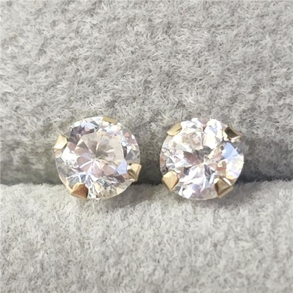 14K Yellow Gold Cubic Zirconia Earrings (~Size )(Ring is resizable for $40) (~length inches), Sugges